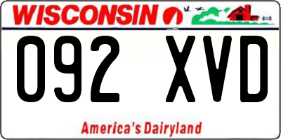 WI license plate 092XVD