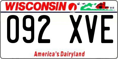 WI license plate 092XVE