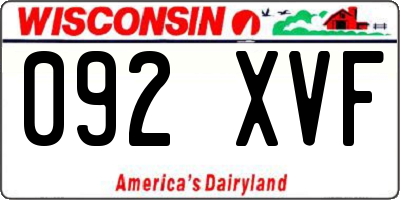 WI license plate 092XVF