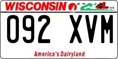 WI license plate 092XVM