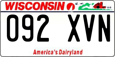 WI license plate 092XVN