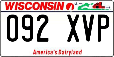 WI license plate 092XVP