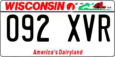 WI license plate 092XVR