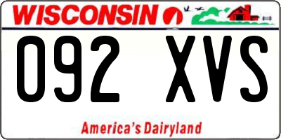 WI license plate 092XVS