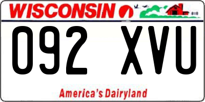 WI license plate 092XVU