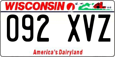 WI license plate 092XVZ