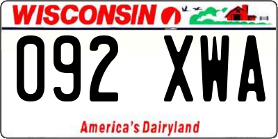 WI license plate 092XWA
