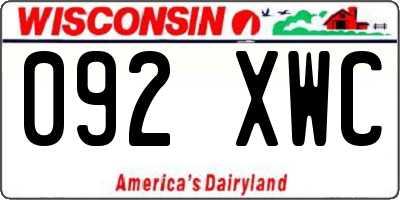 WI license plate 092XWC