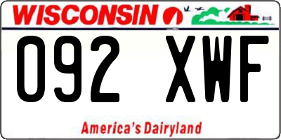 WI license plate 092XWF