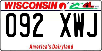 WI license plate 092XWJ
