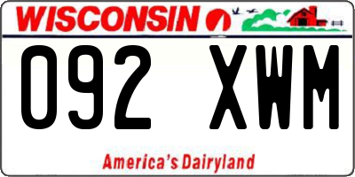 WI license plate 092XWM
