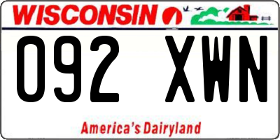 WI license plate 092XWN