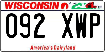 WI license plate 092XWP