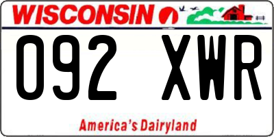WI license plate 092XWR