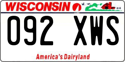WI license plate 092XWS