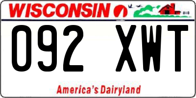 WI license plate 092XWT