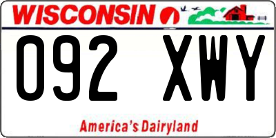 WI license plate 092XWY