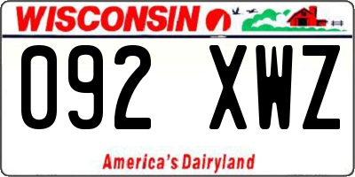 WI license plate 092XWZ