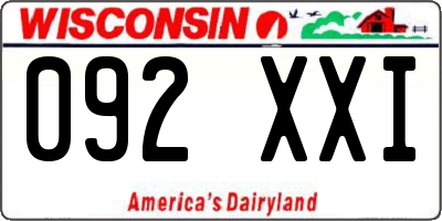 WI license plate 092XXI