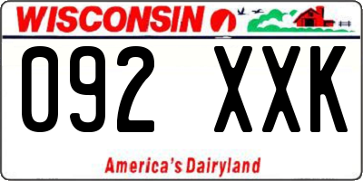 WI license plate 092XXK