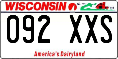 WI license plate 092XXS