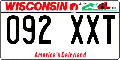WI license plate 092XXT