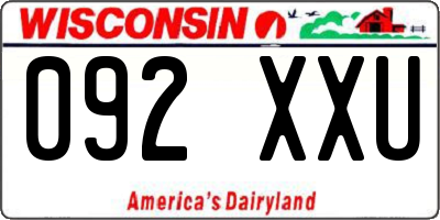 WI license plate 092XXU