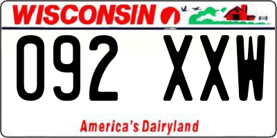 WI license plate 092XXW