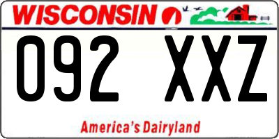 WI license plate 092XXZ