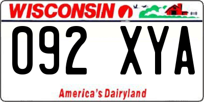 WI license plate 092XYA