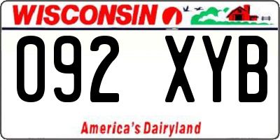 WI license plate 092XYB