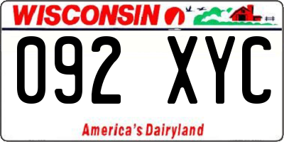 WI license plate 092XYC