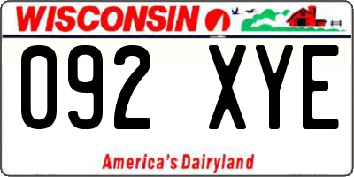 WI license plate 092XYE