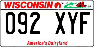 WI license plate 092XYF