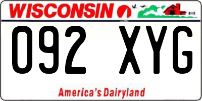 WI license plate 092XYG