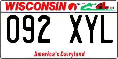 WI license plate 092XYL