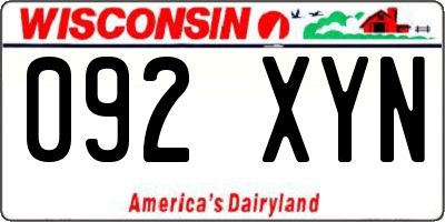 WI license plate 092XYN