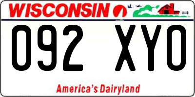 WI license plate 092XYO