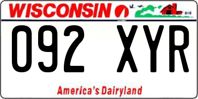 WI license plate 092XYR