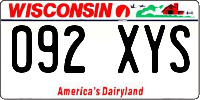 WI license plate 092XYS