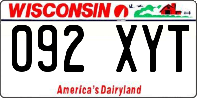 WI license plate 092XYT