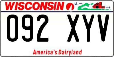 WI license plate 092XYV