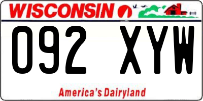 WI license plate 092XYW