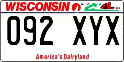 WI license plate 092XYX