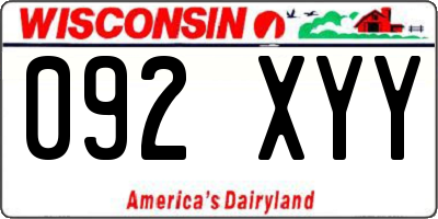 WI license plate 092XYY