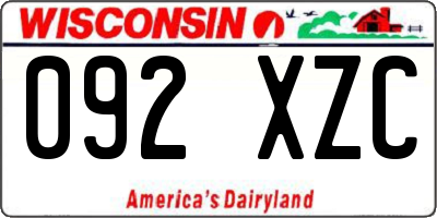 WI license plate 092XZC