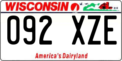 WI license plate 092XZE