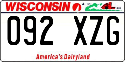 WI license plate 092XZG