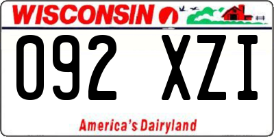 WI license plate 092XZI