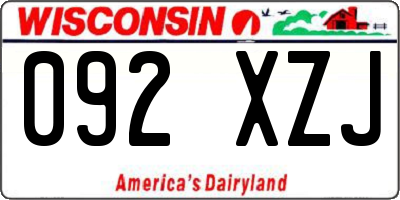 WI license plate 092XZJ